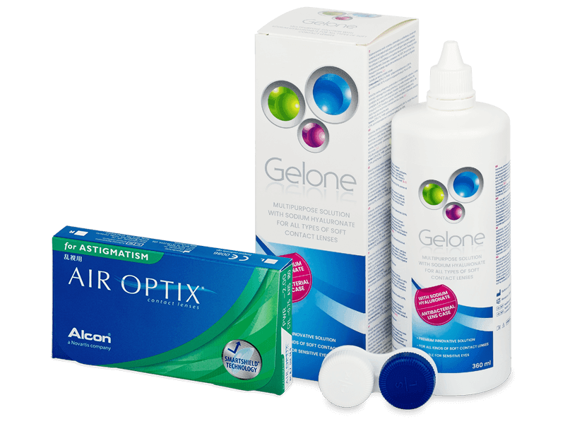 Air Optix for Astigmatism (6 лещи) + разтвор Gelone 360 ml - Пакет на оферта