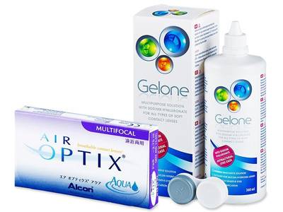 Air Optix Aqua Multifocal (6 лещи) + разтвор Gelone 360 мл. - По-старт дизайн