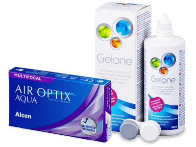 Air Optix Aqua Multifocal (6 лещи) + разтвор Gelone 360 мл.