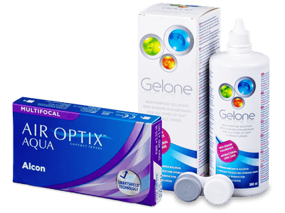 Air Optix Aqua Multifocal (6 лещи) + разтвор Gelone 360 мл.