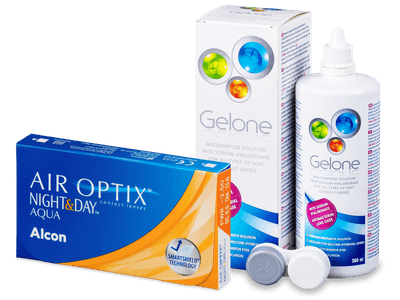 Air Optix Night and Day Aqua (6 лещи) + разтвор Gelone 360 мл.