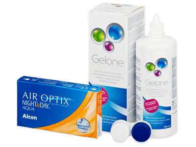Air Optix Night and Day Aqua (6 лещи) + разтвор Gelone 360 ml