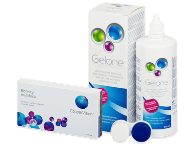 Biofinity Multifocal (3 лещи) + разтвор Gelone 360 ml - Пакет на оферта