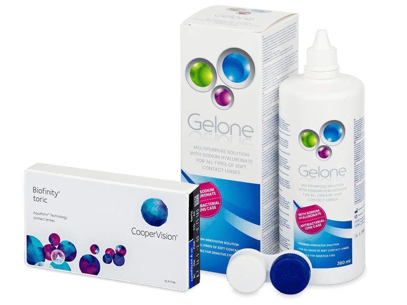 Biofinity Toric (3 лещи) + разтвор Gelone 360 ml - Пакет на оферта