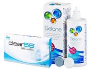 Clear 58 (6 лещи) + разтвор Gelone 360 мл. Лещи, разтвори и капки за очи. Ниска цена - Clear 58 (6 лещи) + разтвор Gelone 360 мл.