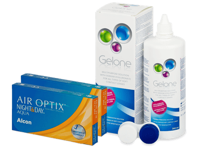 Air Optix Night and Day Aqua (2x3 лещи) + разтвор Gelone 360 ml