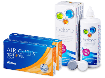 Air Optix Night and Day Aqua (2x3 лещи) + разтвор Gelone 360 мл.