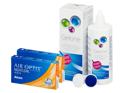 Air Optix Night and Day Aqua (2x3 лещи) + разтвор Gelone 360 ml