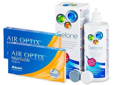 Air Optix Night and Day Aqua (2x3 лещи) + разтвор Gelone 360 ml - По-старт дизайн