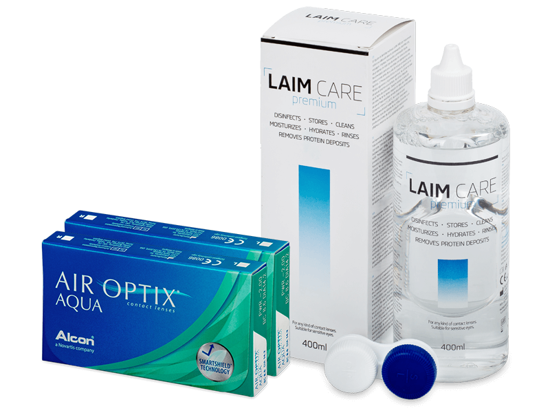 Air Optix Aqua (2x3 лещи) + разтвор Laim-Care 400 мл. - Пакет на оферта
