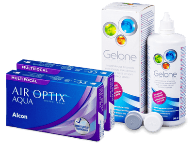Air Optix Aqua Multifocal (2x3 лещи) + разтвор Gelone 360 мл.