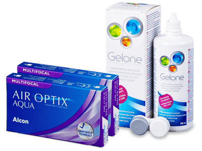 Air Optix Aqua Multifocal (2x3 лещи) + разтвор Gelone 360 мл.