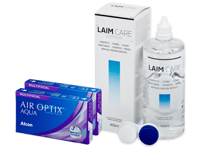 Air Optix Aqua Multifocal (2x3 лещи) + разтвор Laim-Care 400 мл.