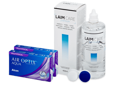 Air Optix Aqua Multifocal (2x3 лещи) + разтвор Laim-Care 400 мл. - Пакет на оферта