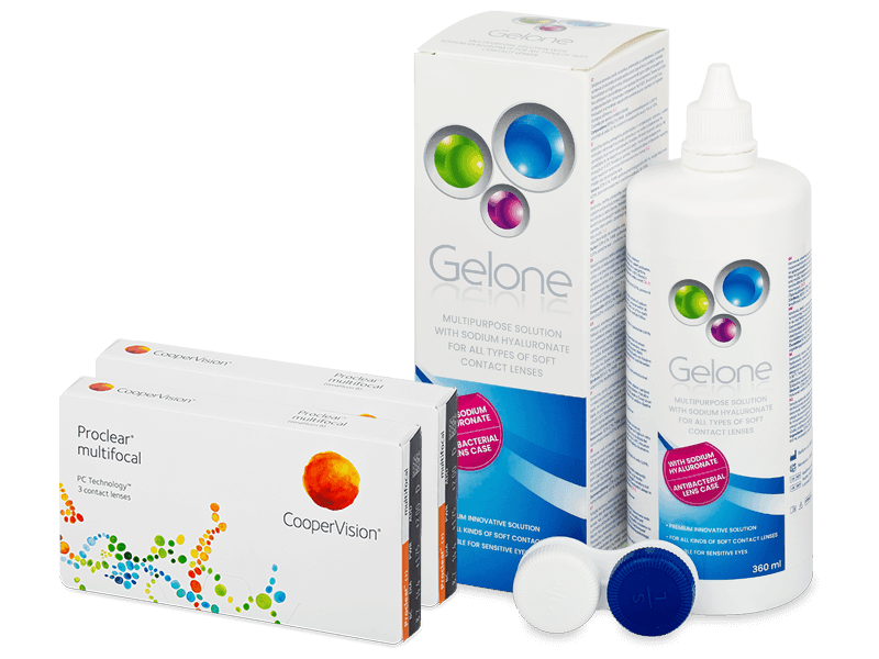 Proclear Multifocal (2x3 лещи) + разтвор Gelone 360 ml - Пакет на оферта
