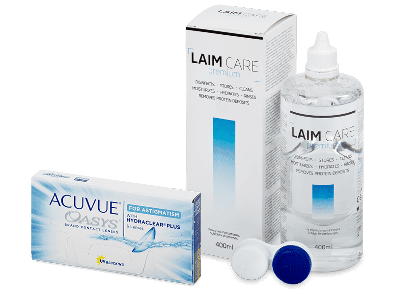 Acuvue Oasys for Astigmatism (6 лещи) + разтвор Laim Care 400 ml - Пакет на оферта