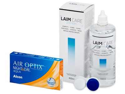 Air Optix Night and Day Aqua (6 лещи) + разтвор Laim-Care 400 мл. - Пакет на оферта