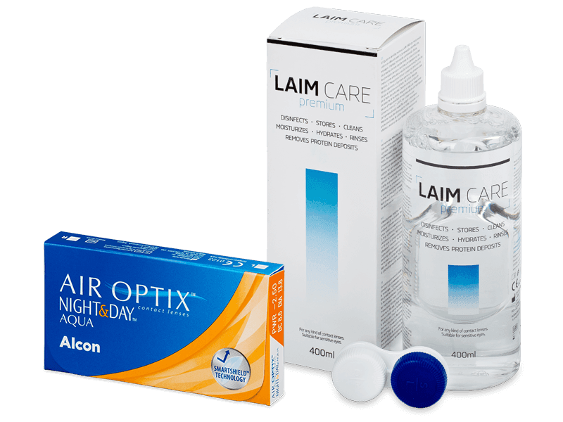 Air Optix Night and Day Aqua (6 лещи) + разтвор Laim Care 400 ml - Пакет на оферта