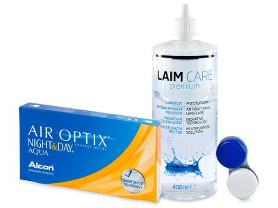 Air Optix Night and Day Aqua (6 лещи) + разтвор Laim-Care 400 мл. - По-старт дизайн