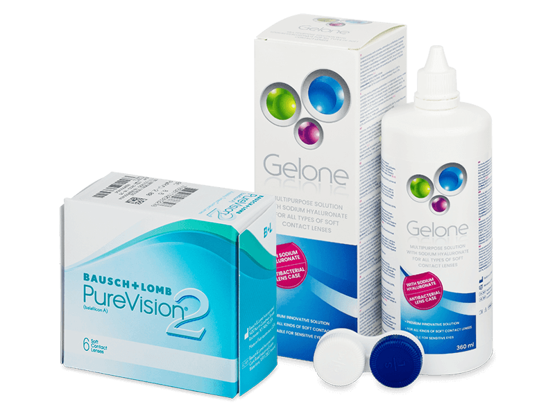 PureVision 2 (6 лещи) + разтвор Gelone 360 ml - Пакет на оферта