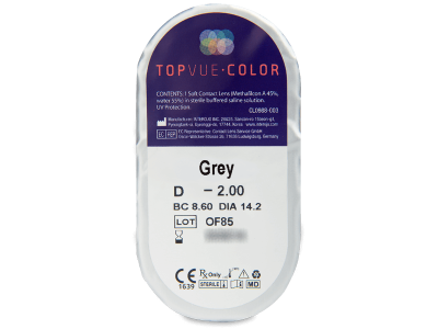 Сиви (Grey) - TopVue Color - с диоптър (2 лещи) - Преглед на блистер