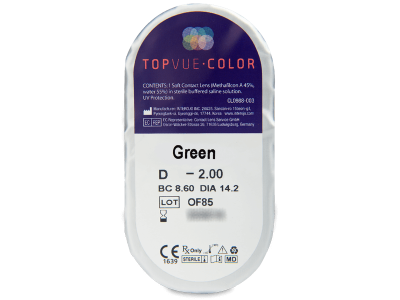 Зелени (Green) - TopVue Color - с диоптър (2 лещи) - Преглед на блистер