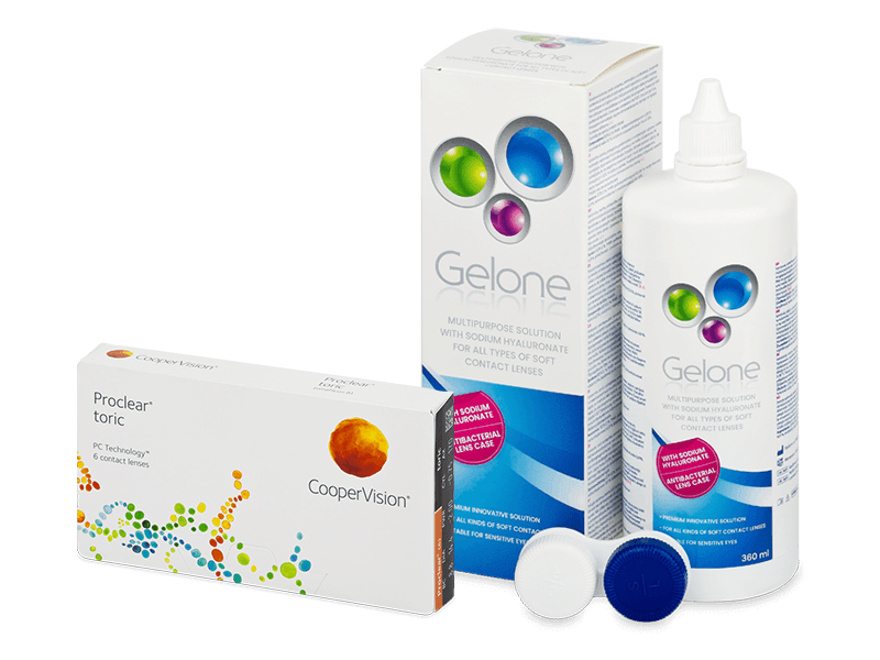 Proclear Toric (6 лещи) + разтвор Gelone 360 ml - Пакет на оферта