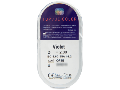 Violet - TopVue Color - с диоптър (2 лещи) - Преглед на блистер
