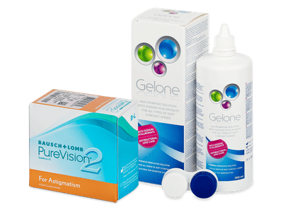 PureVision 2 for Astigmatism (6 лещи) + разтвор Gelone 360 ml - Пакет на оферта