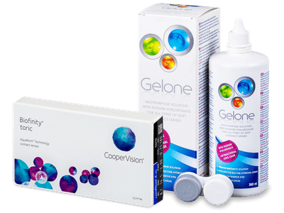 Biofinity Toric (6 лещи) + разтвор Gelone 360 ml - Пакет на оферта