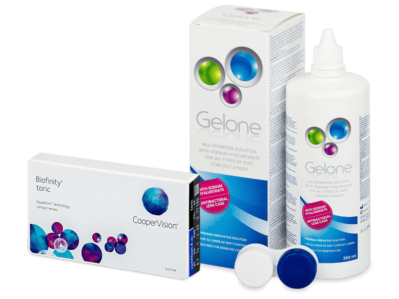 Biofinity Toric (6 лещи) + разтвор Gelone 360 ml - Пакет на оферта