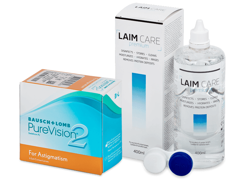 PureVision 2 for Astigmatism (6 лещи) + разтвор Laim Care 400 ml - Пакет на оферта