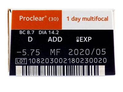 Proclear 1 Day multifocal (30 лещи) - Преглед на параметри