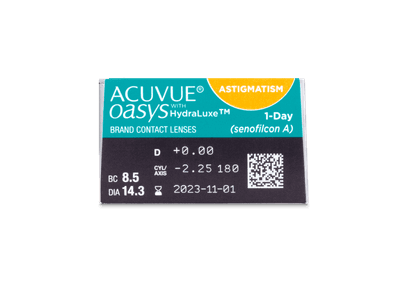 Acuvue Oasys 1-Day with HydraLuxe for Astigmatism (30 лещи) - Преглед на параметри