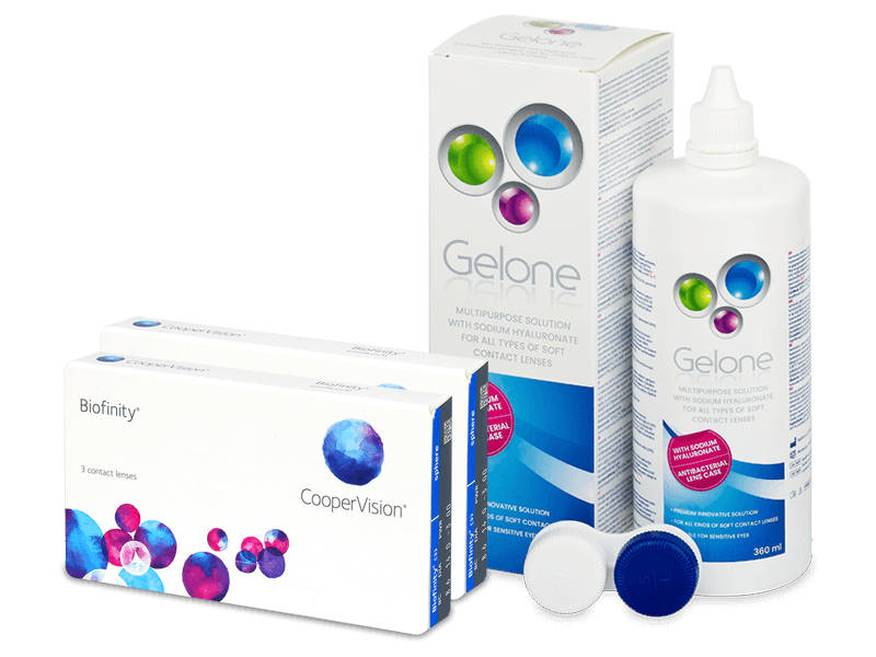 Biofinity (2x3 лещи) + разтвор Gelone 360 ml - Пакет на оферта