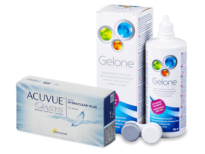 Acuvue Oasys (12 лещи) + разтвор Gelone 360 ml - По-старт дизайн