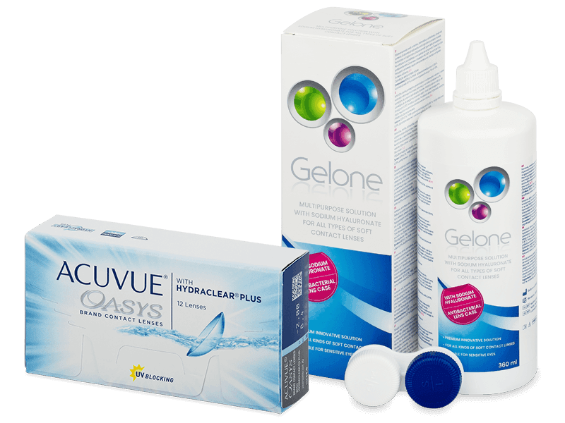 Acuvue Oasys (12 лещи) + разтвор Gelone 360 ml - Пакет на оферта