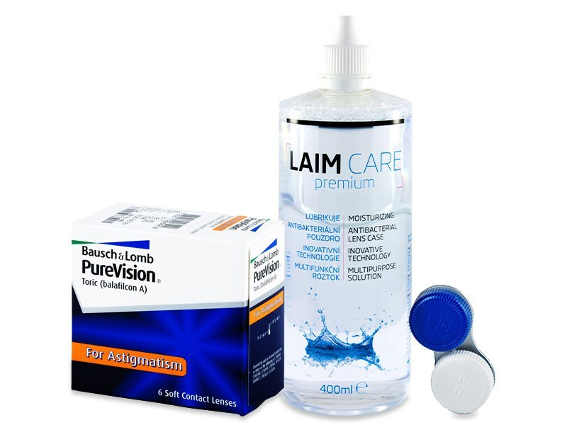 PureVision Toric (6 лещи) + разтвор Laim-Care 400 мл - Пакет на оферта
