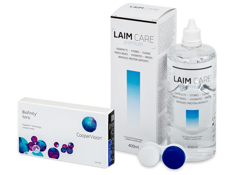 Biofinity Toric (6 лещи) + разтвор Laim Care 400 ml - Пакет на оферта