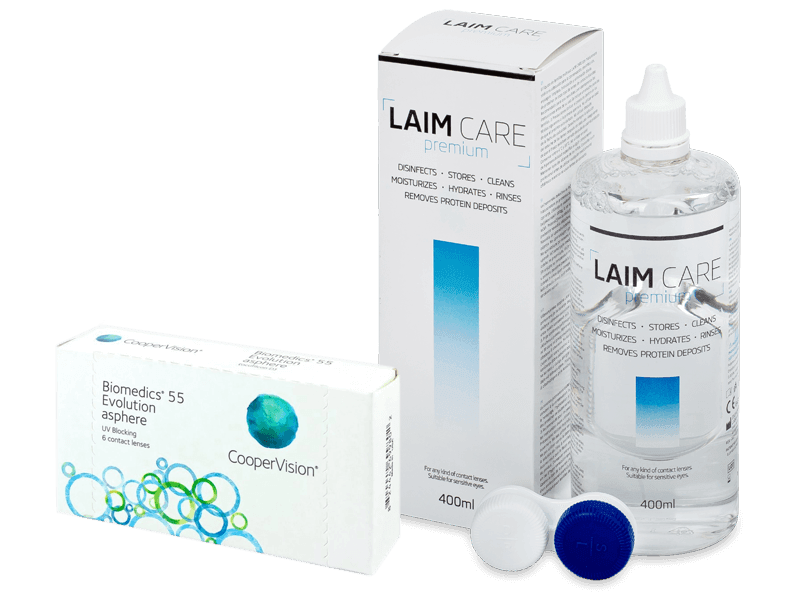 Biomedics 55 Evolution (6 лещи) + разтвор Laim Care 400 ml - Пакет на оферта