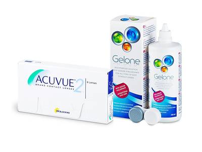 Acuvue 2 (6 лещи) + разтвор Gelone 360 ml - По-старт дизайн