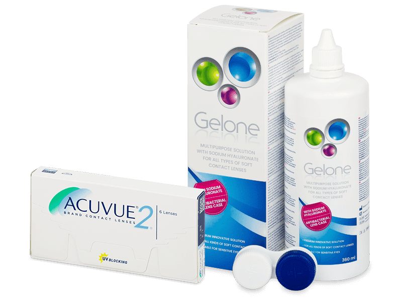 Acuvue 2 (6 лещи) + разтвор Gelone 360 ml - Пакет на оферта
