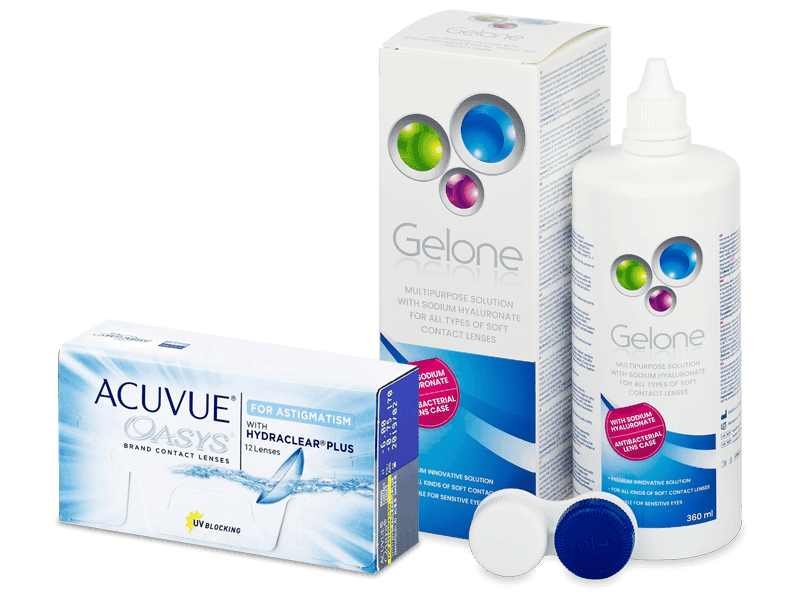 Acuvue Oasys for Astigmatism (12 лещи) + разтвор Gelone 360 ml - Пакет на оферта
