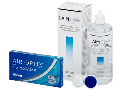 Air Optix plus HydraGlyde (3 лещи) + разтвор Laim-Care 400 ml