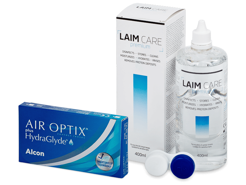 Air Optix plus HydraGlyde (6 лещи) + разтвор Laim-Care 400 ml - Пакет на оферта