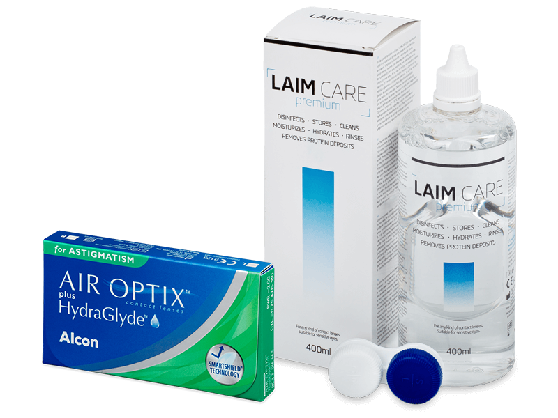 Air Optix plus HydraGlyde for Astigmatism (3 лещи) + разтвор Laim-Care 400 ml - Пакет на оферта