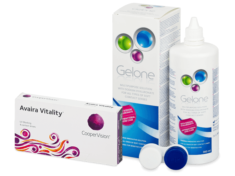 Avaira Vitality (6 лещи) + разтвор Gelone 360 ml - Пакет на оферта