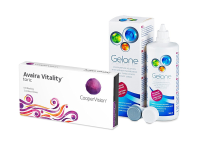 Avaira Vitality Toric (3 лещи) + разтвор Gelone 360 ml