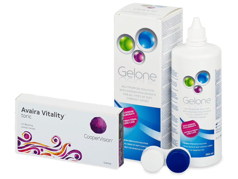 Avaira Vitality Toric (3 лещи) + разтвор Gelone 360 ml - Пакет на оферта