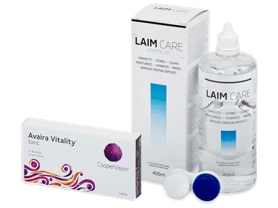 Avaira Vitality Toric (3 лещи) + разтвор Laim-Care 400 ml